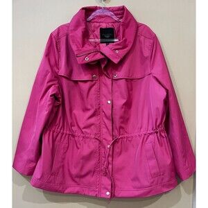 Talbots Plus sz 20 Weather Resistant Cinch Waist Zip Up Barbie Pink Jacket Coat